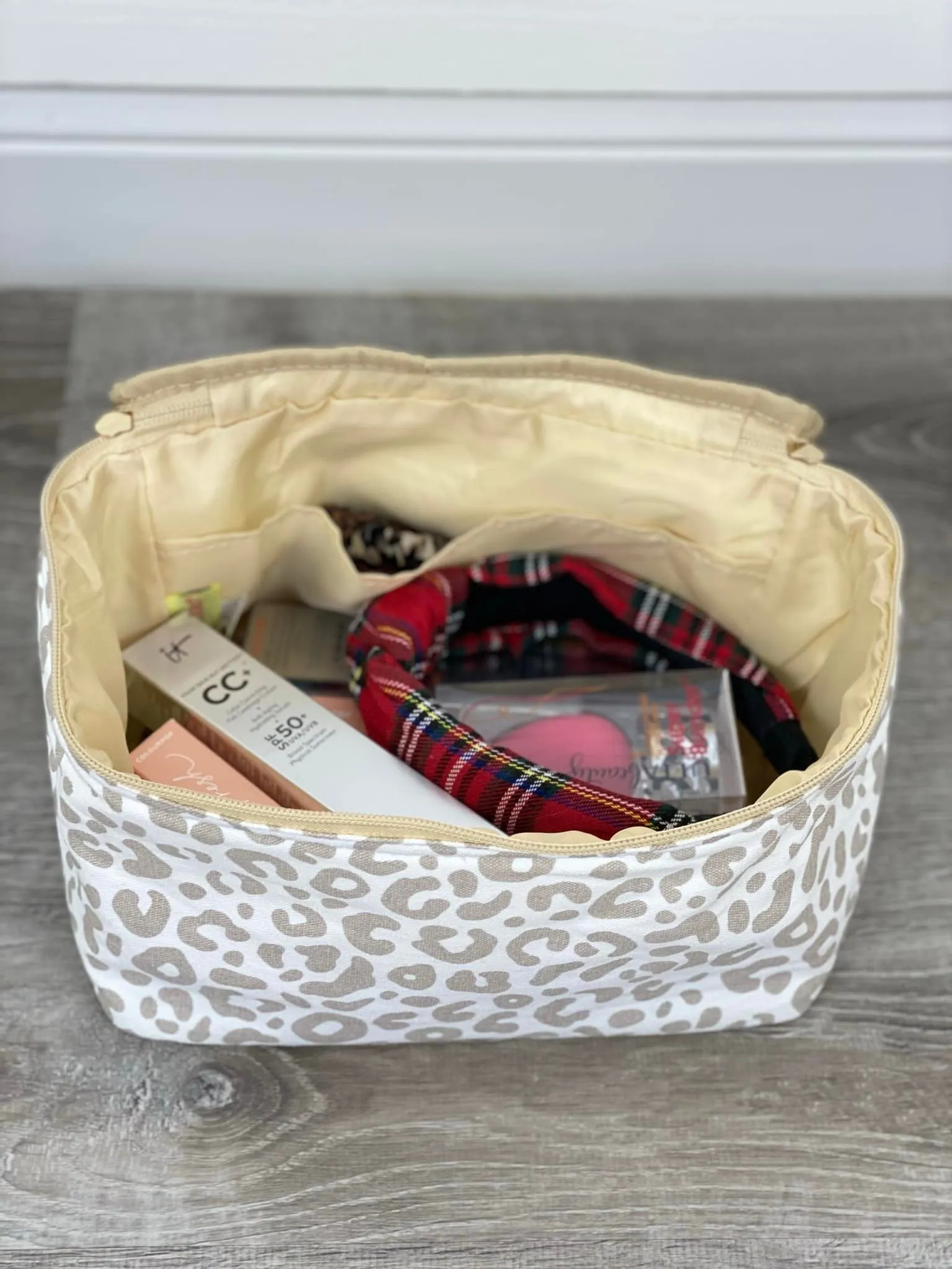 Natural Leopard Cosmetic Bag