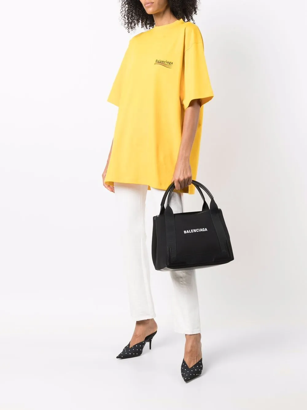 Navy cabas small canvas tote bag