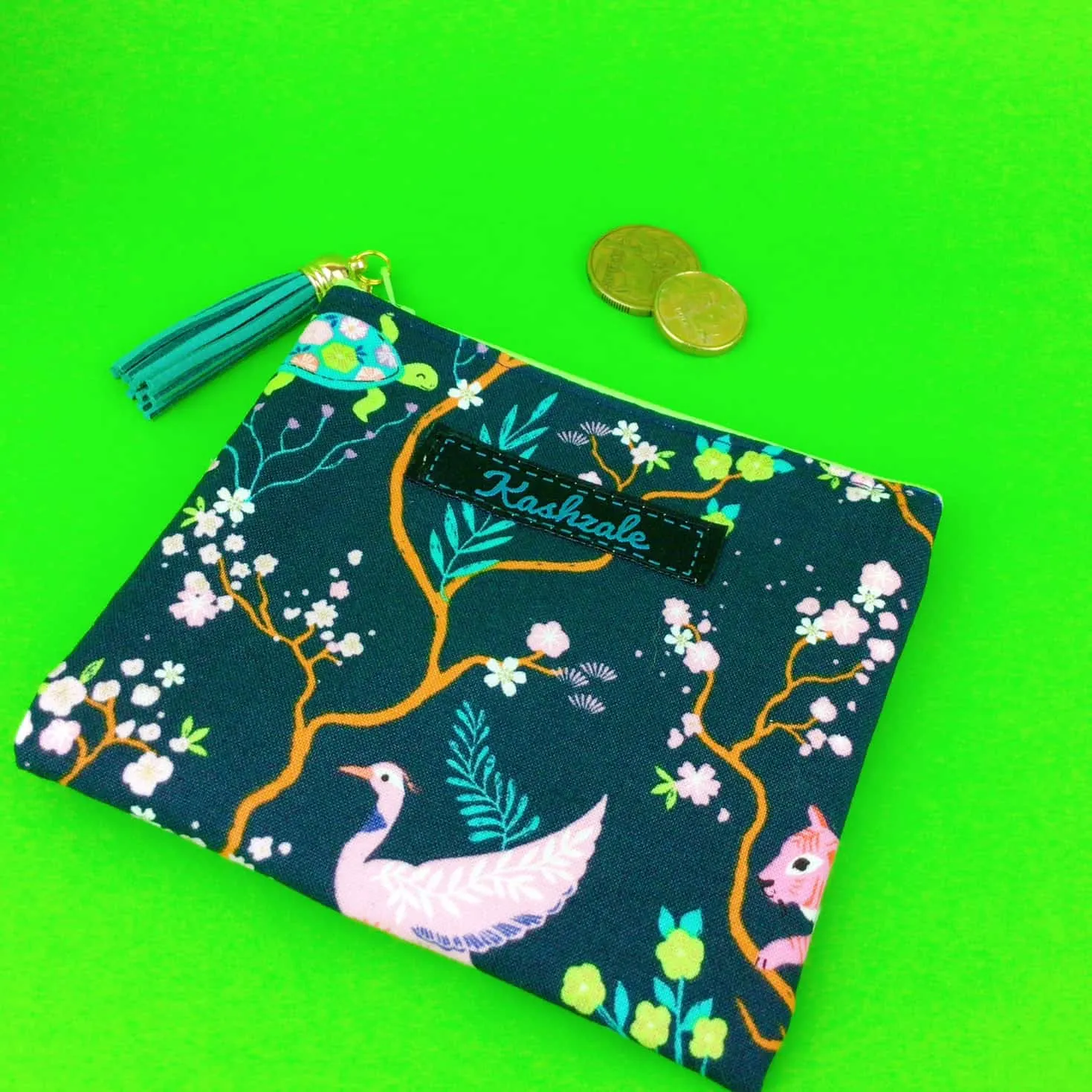 Navy Pandas and Tigers Coin Purse. Navy Coin Purse