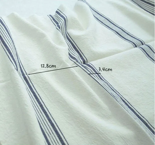 Navy Stripe Cotton Fabric, Washing Cotton, Yarn Dyed Cotton - Fabric By the Yard 92430 87840-1