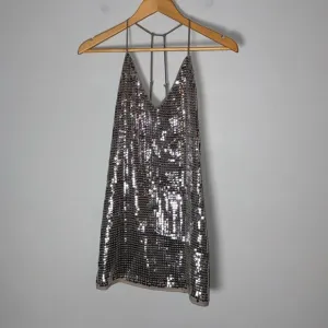 NBD Sequin Silver Champagne Babydoll Mini Dress XS