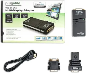 New Display Link Plugable USB 2.0 to DVI/VGA/HDMI Video Graphics Adapter for Multiple Monitors up to 1920x1080 Supports Windows 10, 8.1, 7, XP