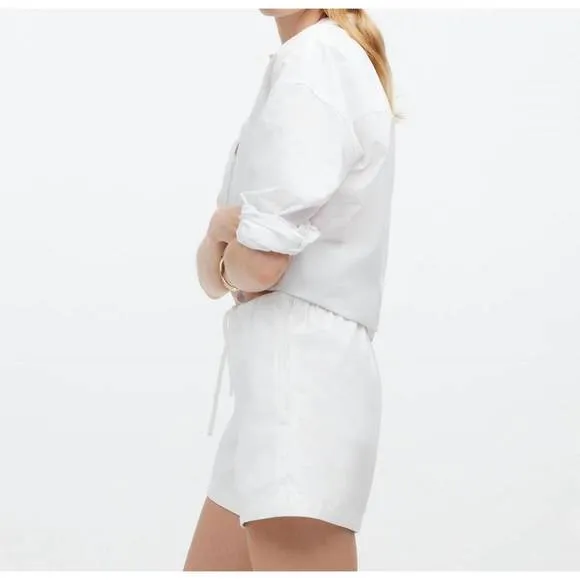 NEW MADEWELL drawstring pull-on shorts in white