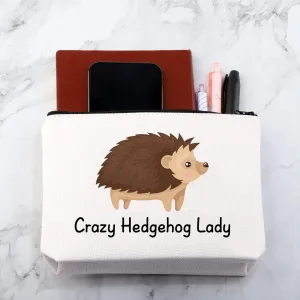 New MNIGIU Cute Hedgehog Gift Crazy Hedgehog Lady Cosmetic Bag Funny Hedgehog Makeup Bag Hedgehog Lover Gift