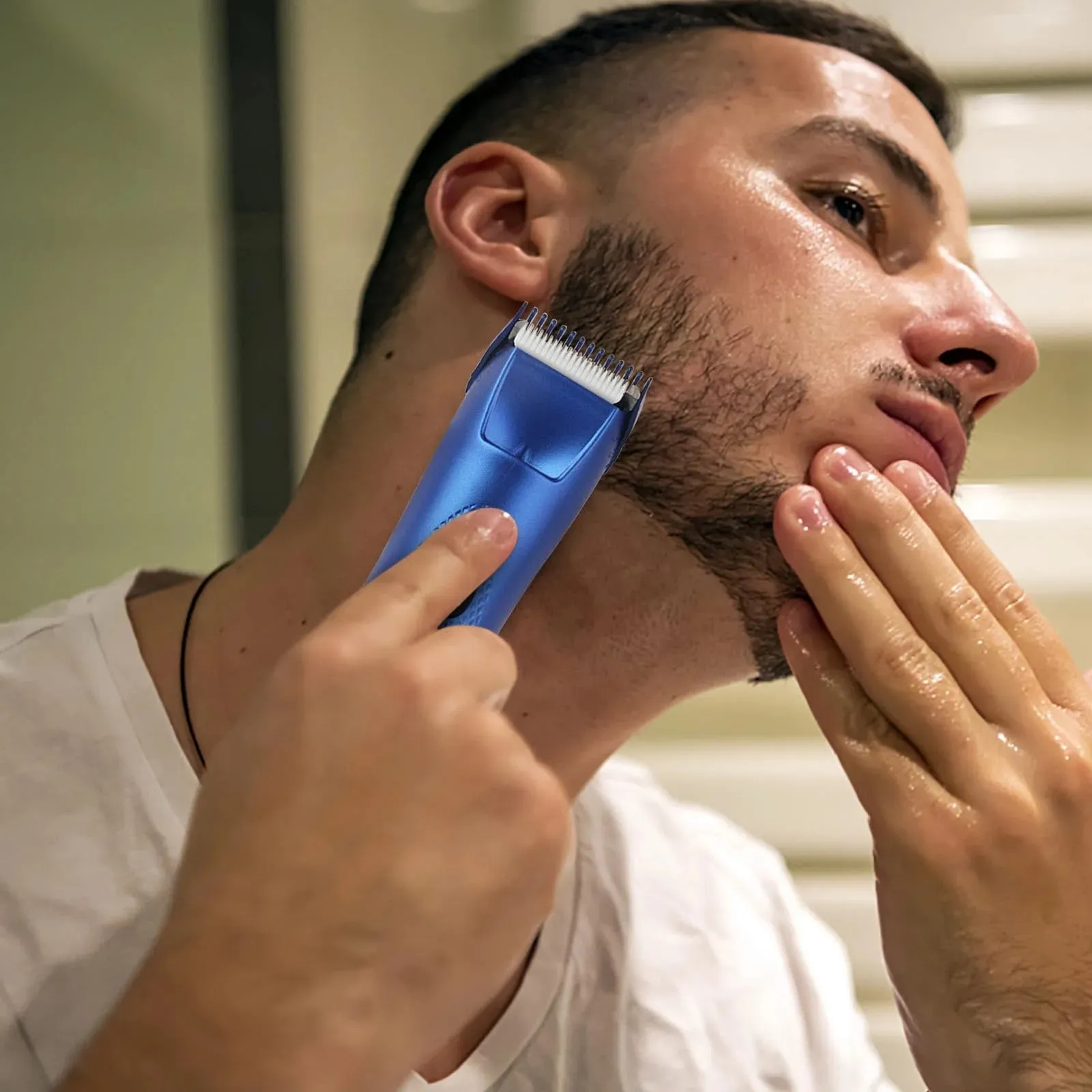 NEW Retails $45, Body Hair Trimmer – Dual-Head Trimmer & Foil Blades, Waterproof Wet/Dry Groomer, USB-C Rechargeable, Men’s Ball Shaver, Blue
