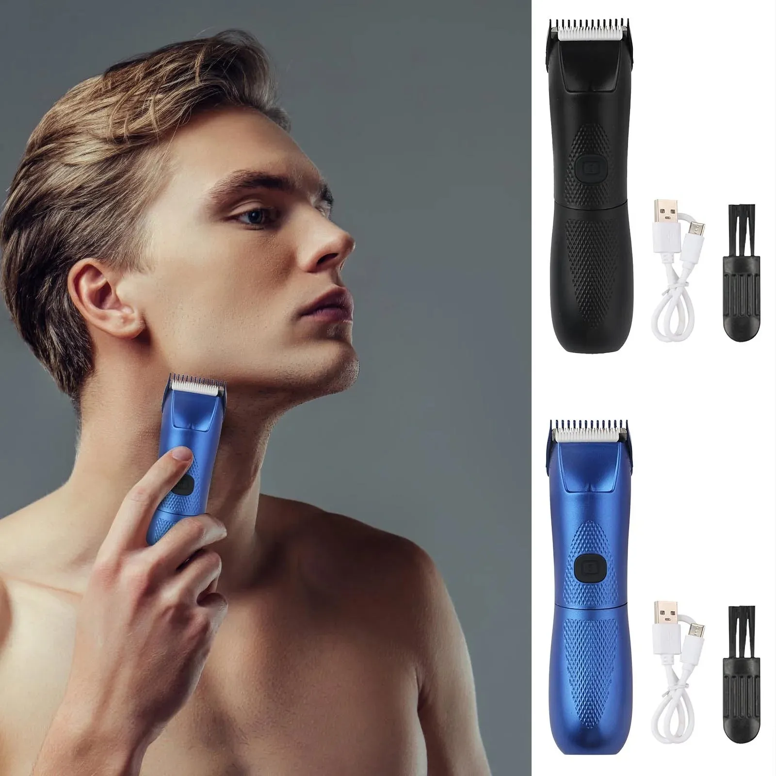 NEW Retails $45, Body Hair Trimmer – Dual-Head Trimmer & Foil Blades, Waterproof Wet/Dry Groomer, USB-C Rechargeable, Men’s Ball Shaver, Blue