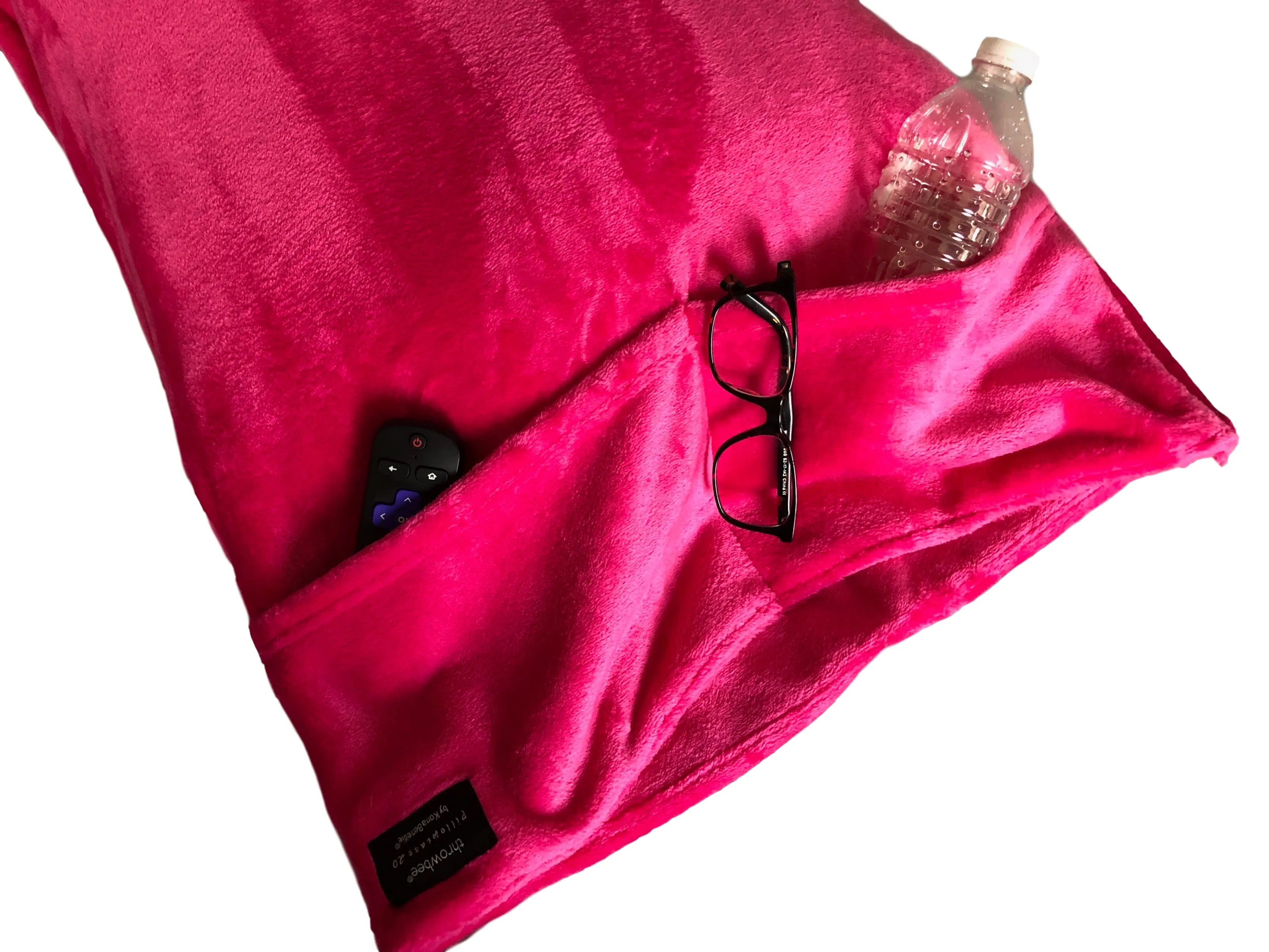 NEW throwbee PILLOWCASE 2.0 WITH SIDE POCKETS, yes SIDE POCKETS! - PINK