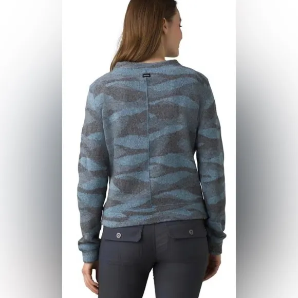 NWT prAna Recycled Wool Snowbound Sweater in Blue Mountain Camo - Size XL
