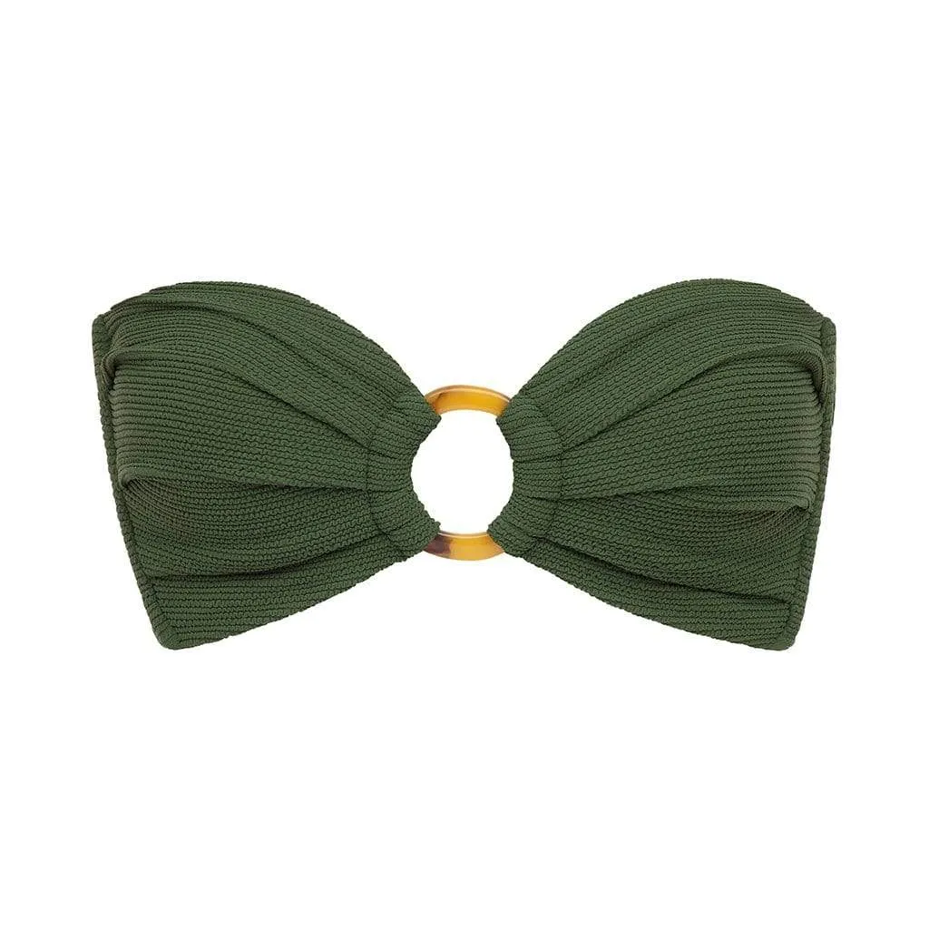 Olive Micro Scrunch Tori Bandeau Bikini Top