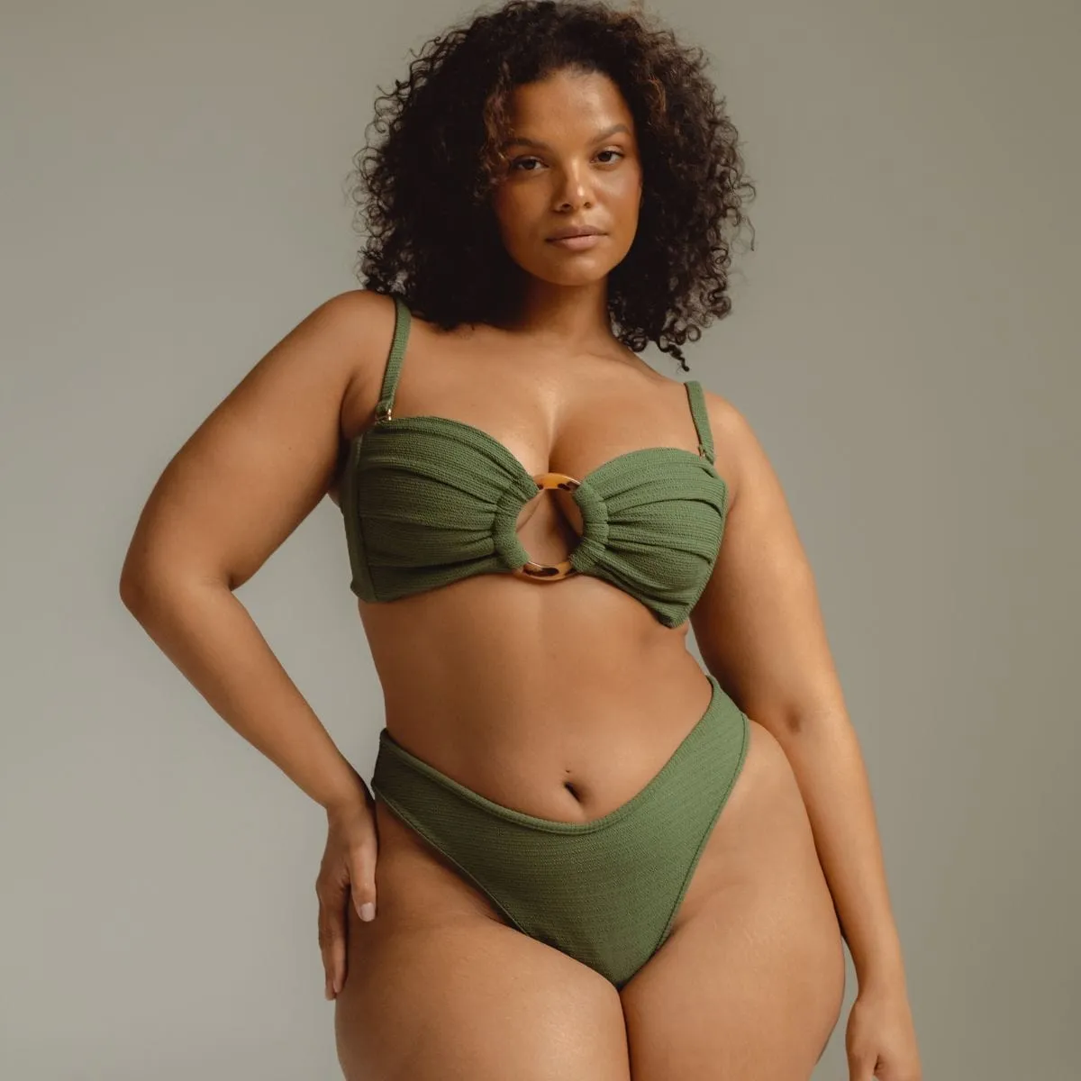 Olive Micro Scrunch Tori Bandeau Bikini Top