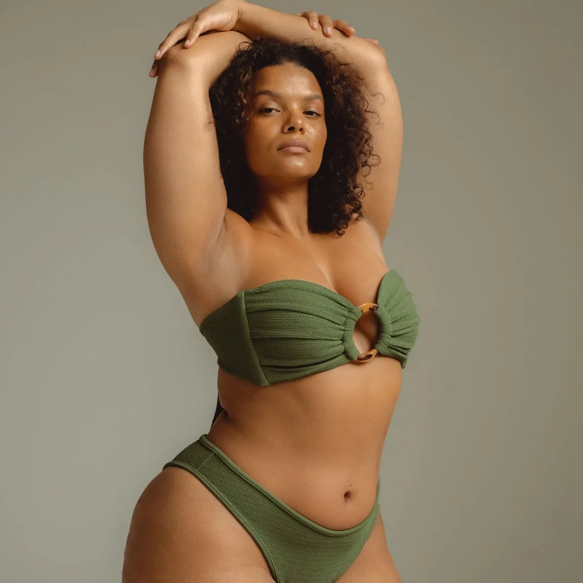 Olive Micro Scrunch Tori Bandeau Bikini Top