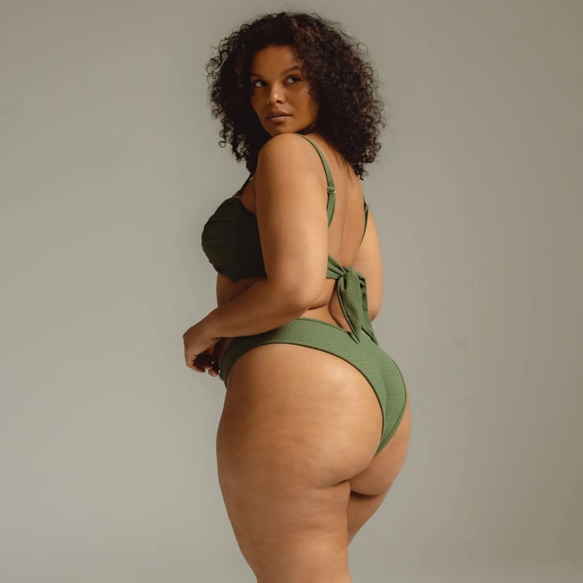 Olive Micro Scrunch Tori Bandeau Bikini Top