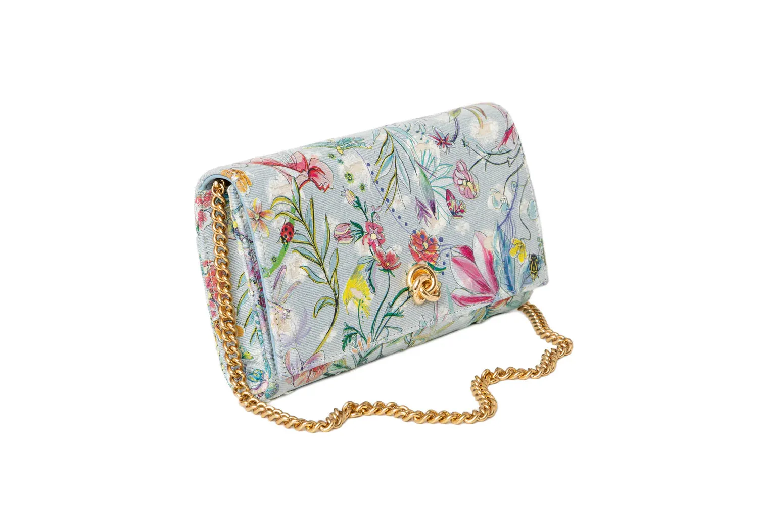 Olivia Clutch in Denim Floral (Multi)