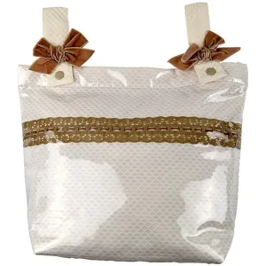 Paz Rodriguez Laminated Gold and White Bag