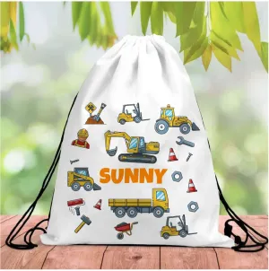 Personalised Construction Drawstring Bag