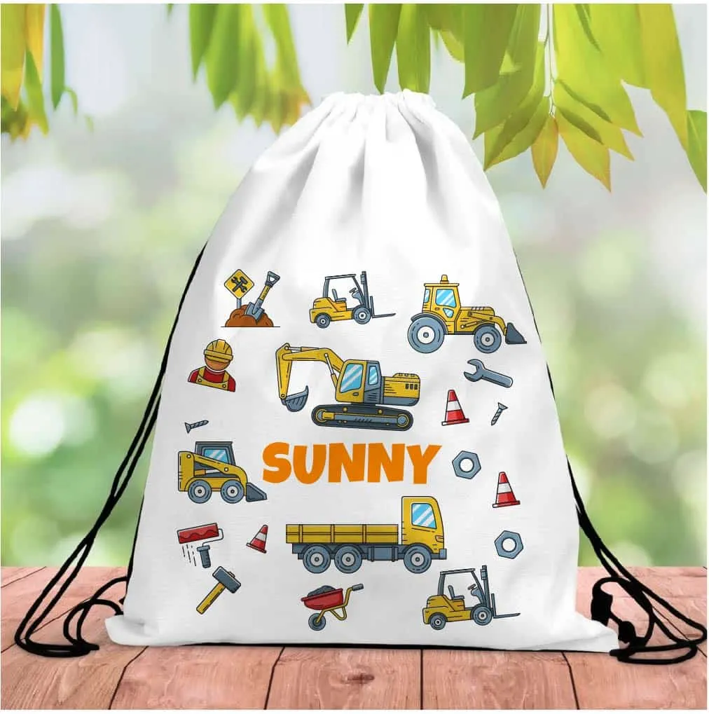 Personalised Construction Drawstring Bag