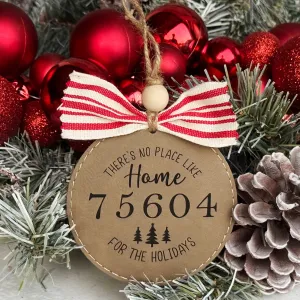 Personalized Leatherette Zip Code Ornament