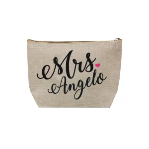 Personalized Mrs. Jute Cosmetic Bag