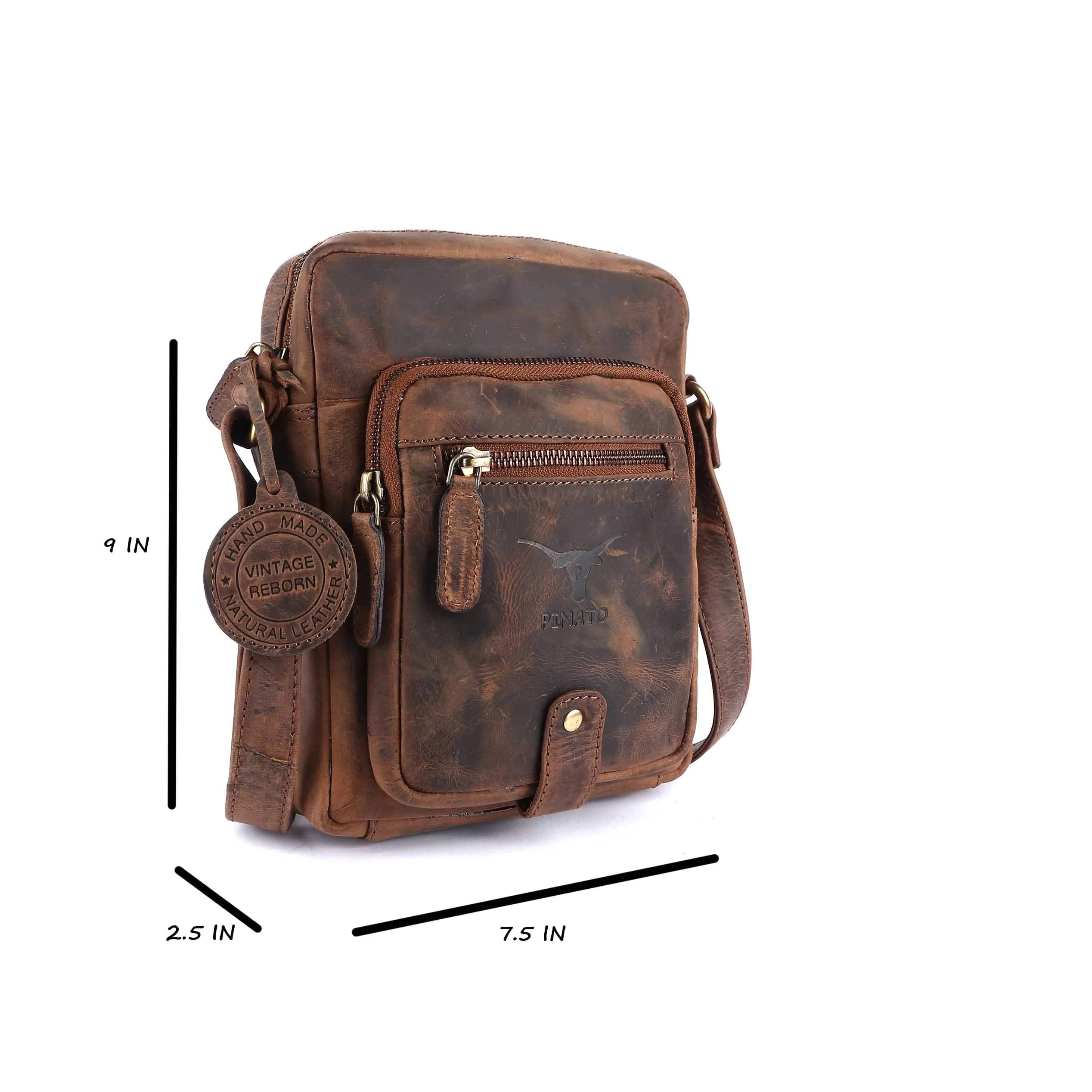Pinato Genuine Leather Cognac Messenger Bag for Men & Women (PL-5716)
