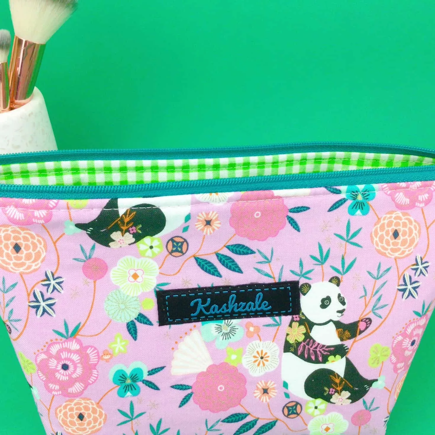 Pink Pandas Medium Cosmetic Bag. Pink Cosmetic Bags