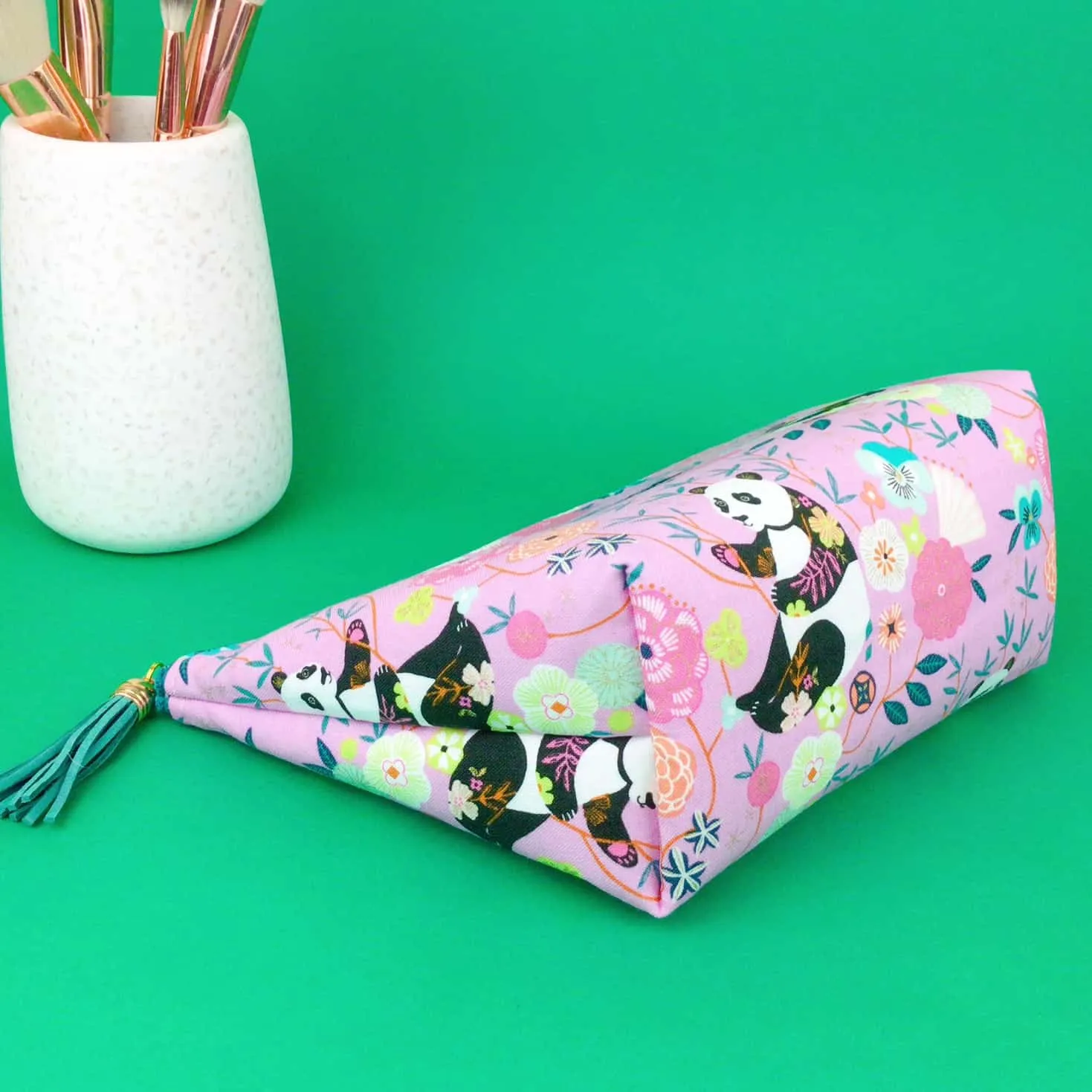 Pink Pandas Medium Cosmetic Bag. Pink Cosmetic Bags