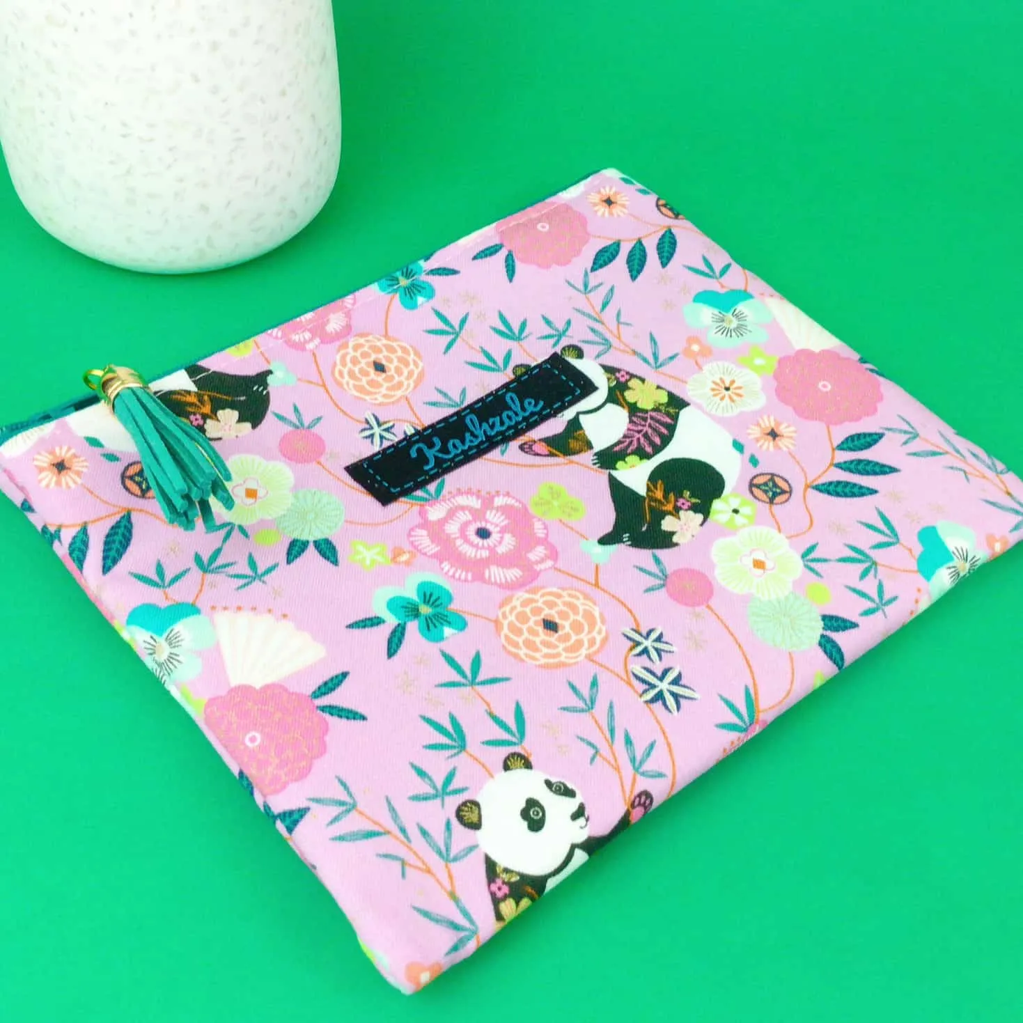 Pink Pandas Small Clutch, Small makeup bag. Pink Makeup Bag