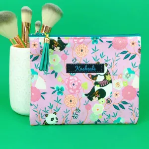 Pink Pandas Small Clutch, Small makeup bag. Pink Makeup Bag