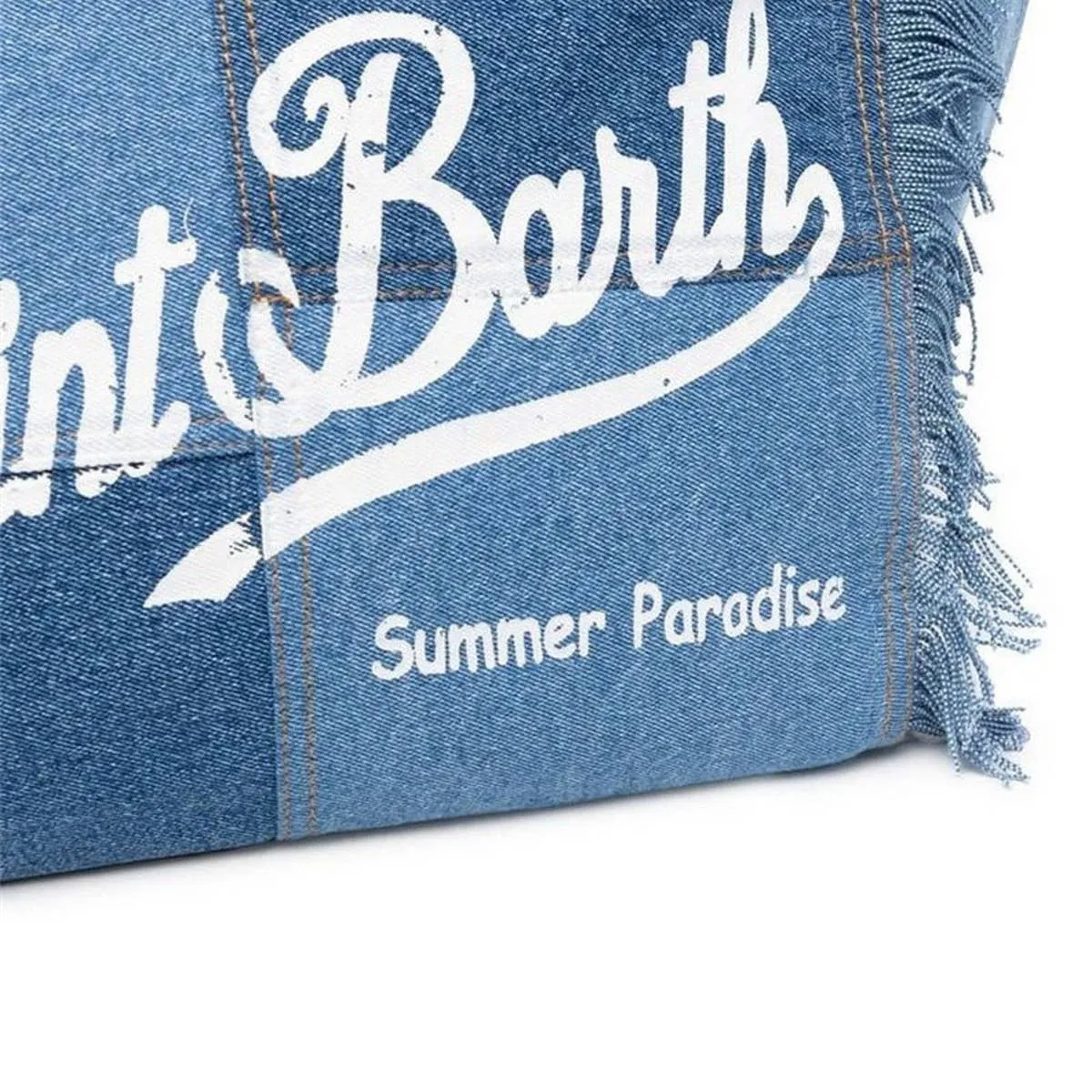Pink St. Barth's Denim Beach Tote Bag