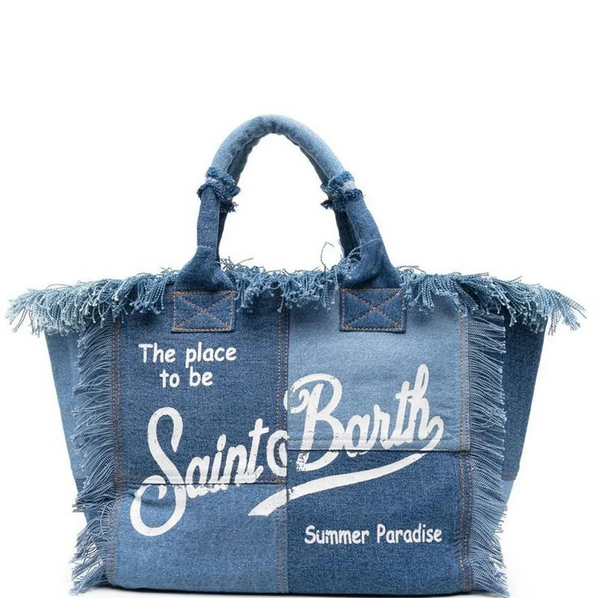 Pink St. Barth's Denim Beach Tote Bag
