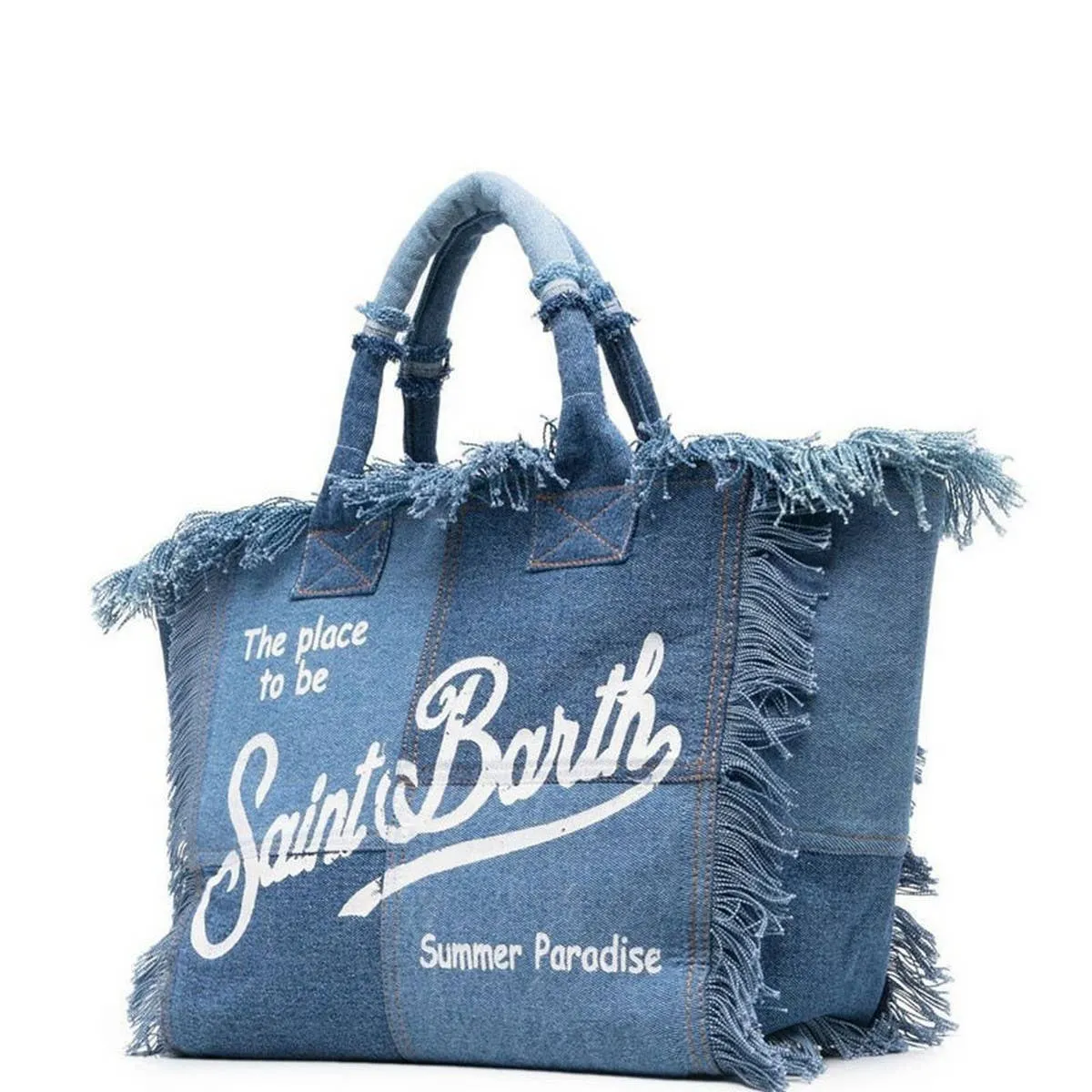 Pink St. Barth's Denim Beach Tote Bag