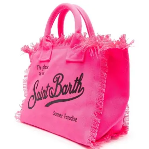 Pink St. Barth's Denim Beach Tote Bag