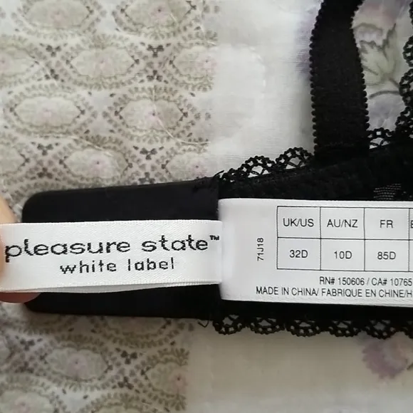 Pleasure State Push-Up Lace Trim Plunge Bra 32D