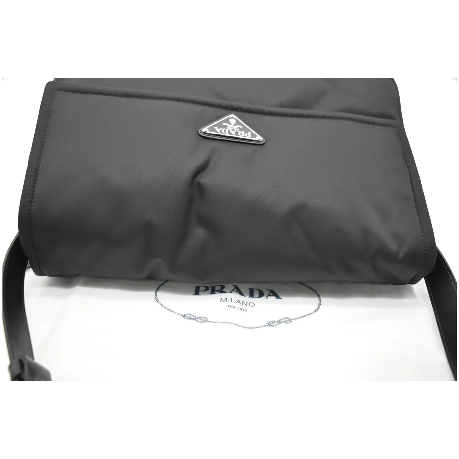 PRADA Large Padded Re-Nylon Shoulder Bag Black
