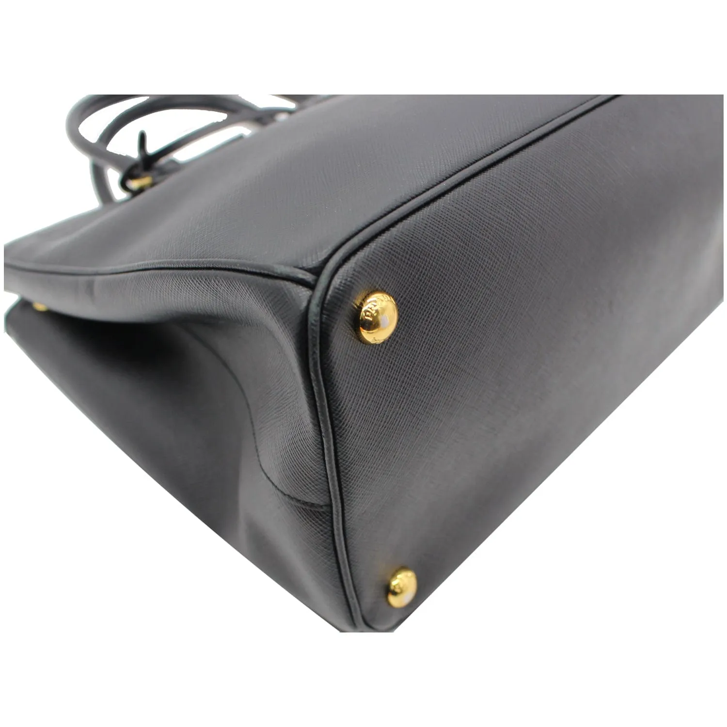 PRADA Saffiano Lux Double-Zip Leather Tote Shoulder Bag Black