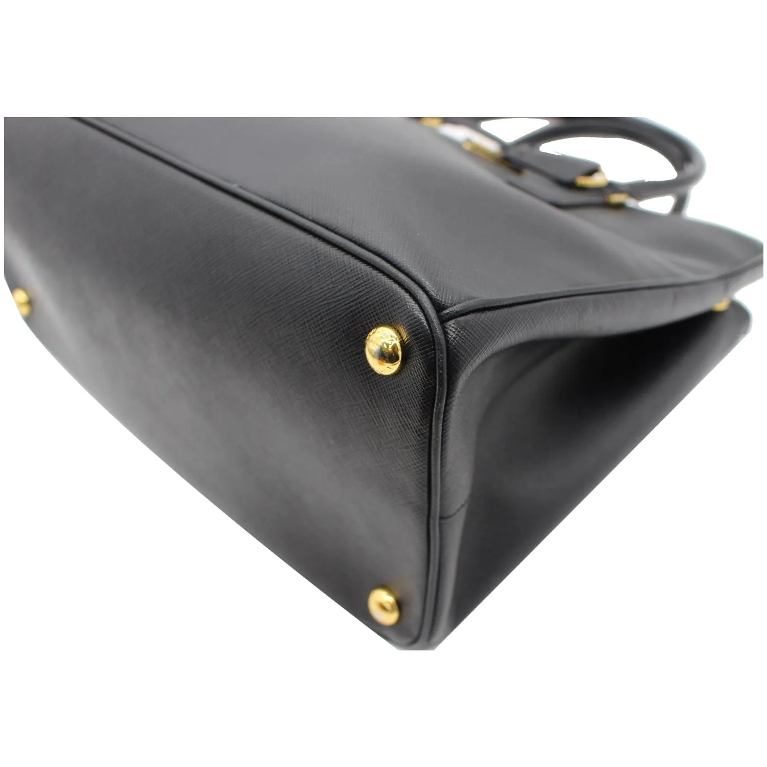 PRADA Saffiano Lux Double-Zip Leather Tote Shoulder Bag Black