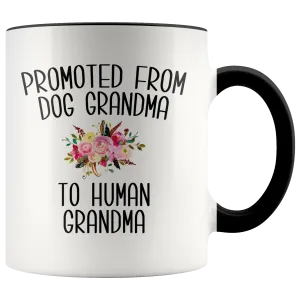 Promoted From Dog Grandma To Human Grandma Mug Grandma Pregnancy Announcement Mother in Law Reveal Gift for Her
