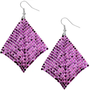Purple Mesh Glitter Dangle Earrings