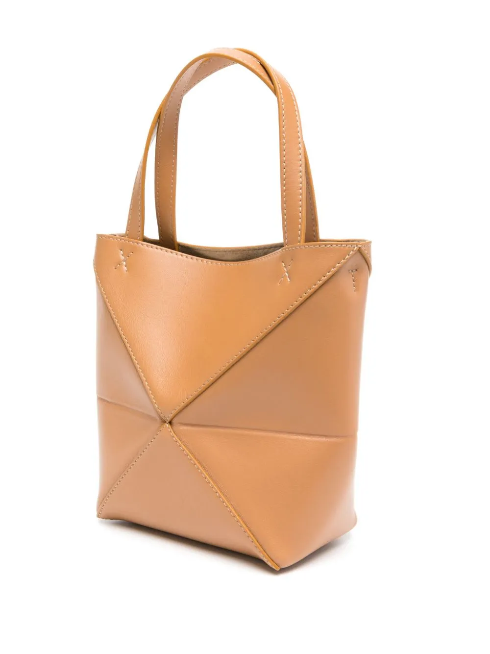 Puzzle fold mini leather tote