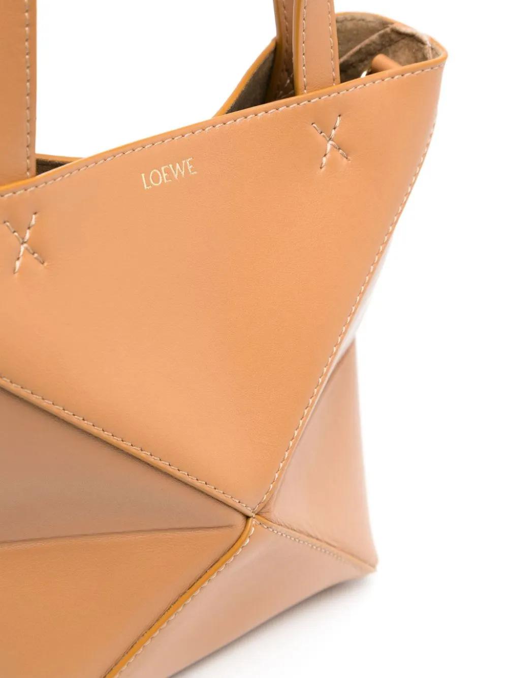 Puzzle fold mini leather tote