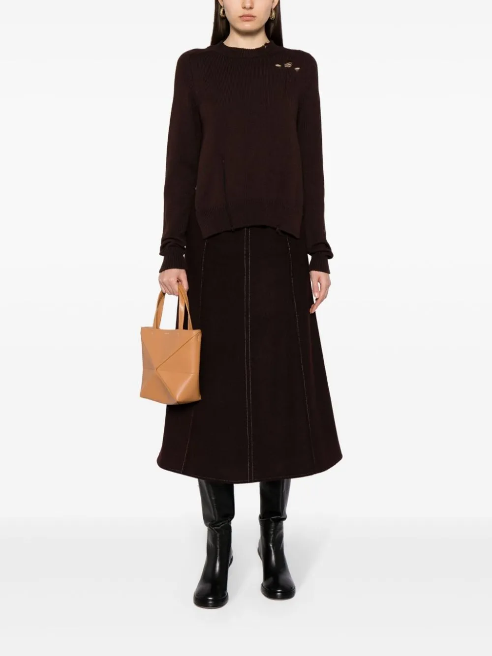 Puzzle fold mini leather tote