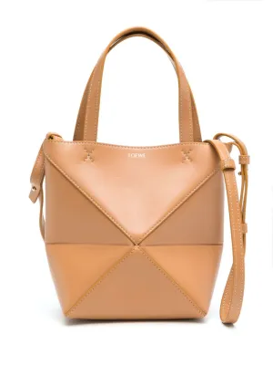 Puzzle fold mini leather tote