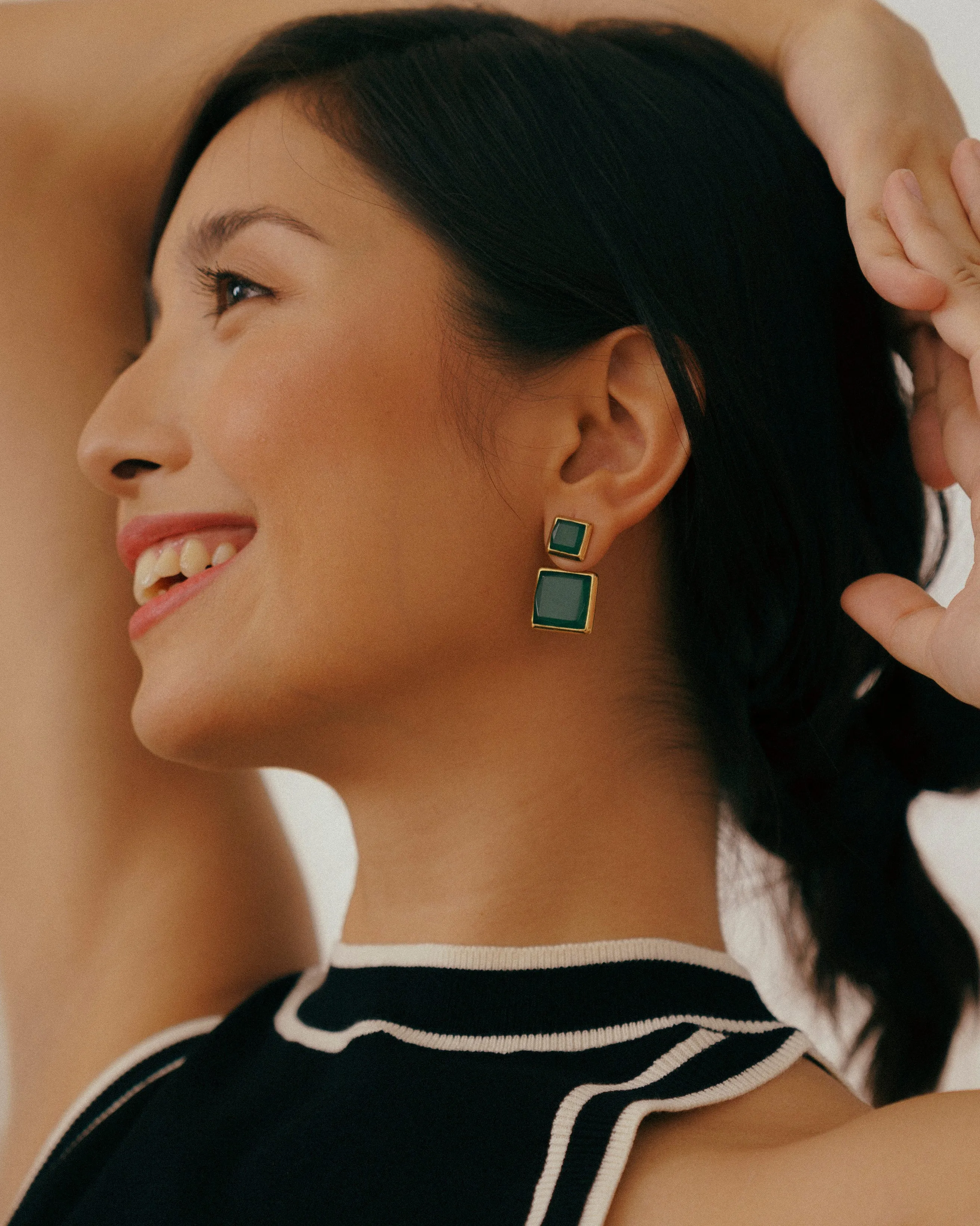 Quad Stud Earrings in Emerald
