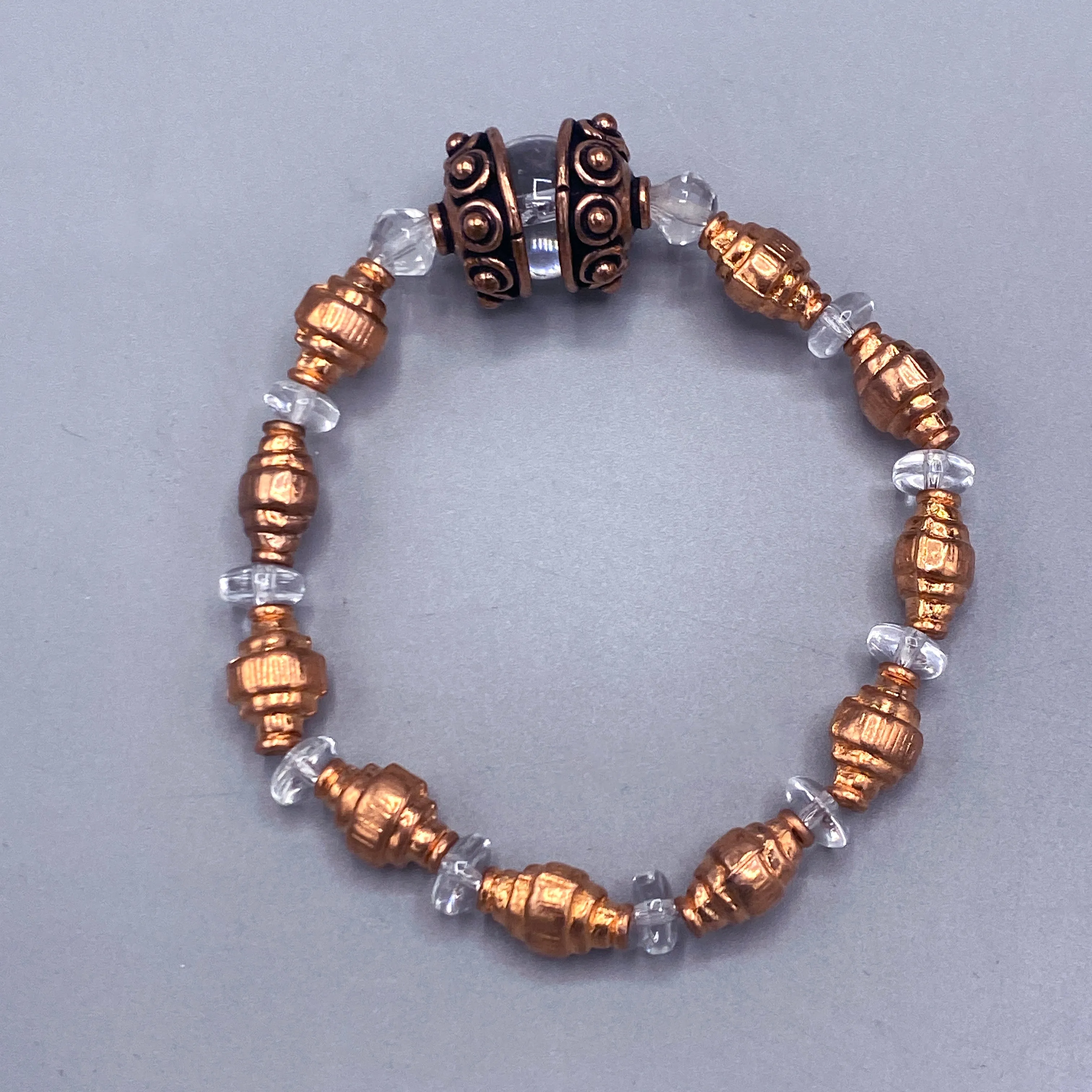 Quartz and Copper Beaded Stretch Bracelet