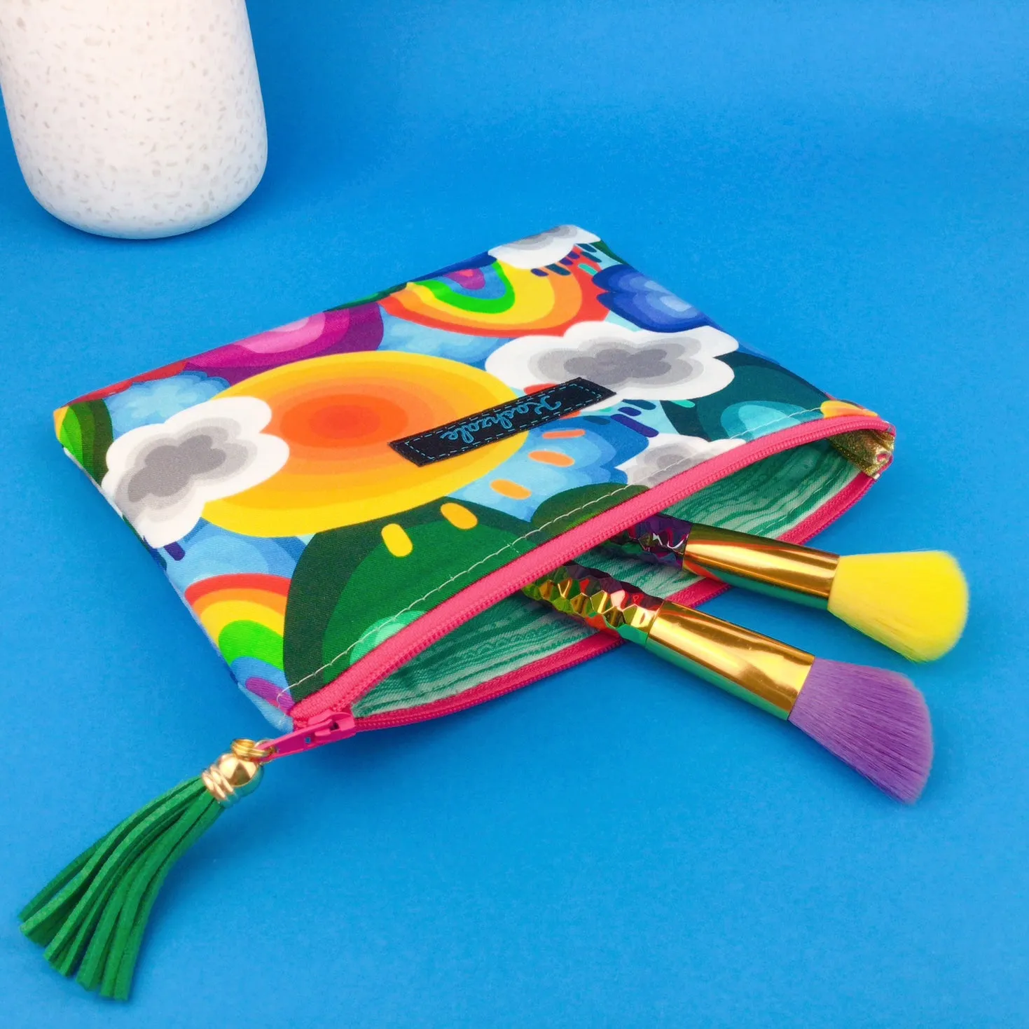Rainbow Land Clutch, Small makeup bag. Kasey Rainbow Design.