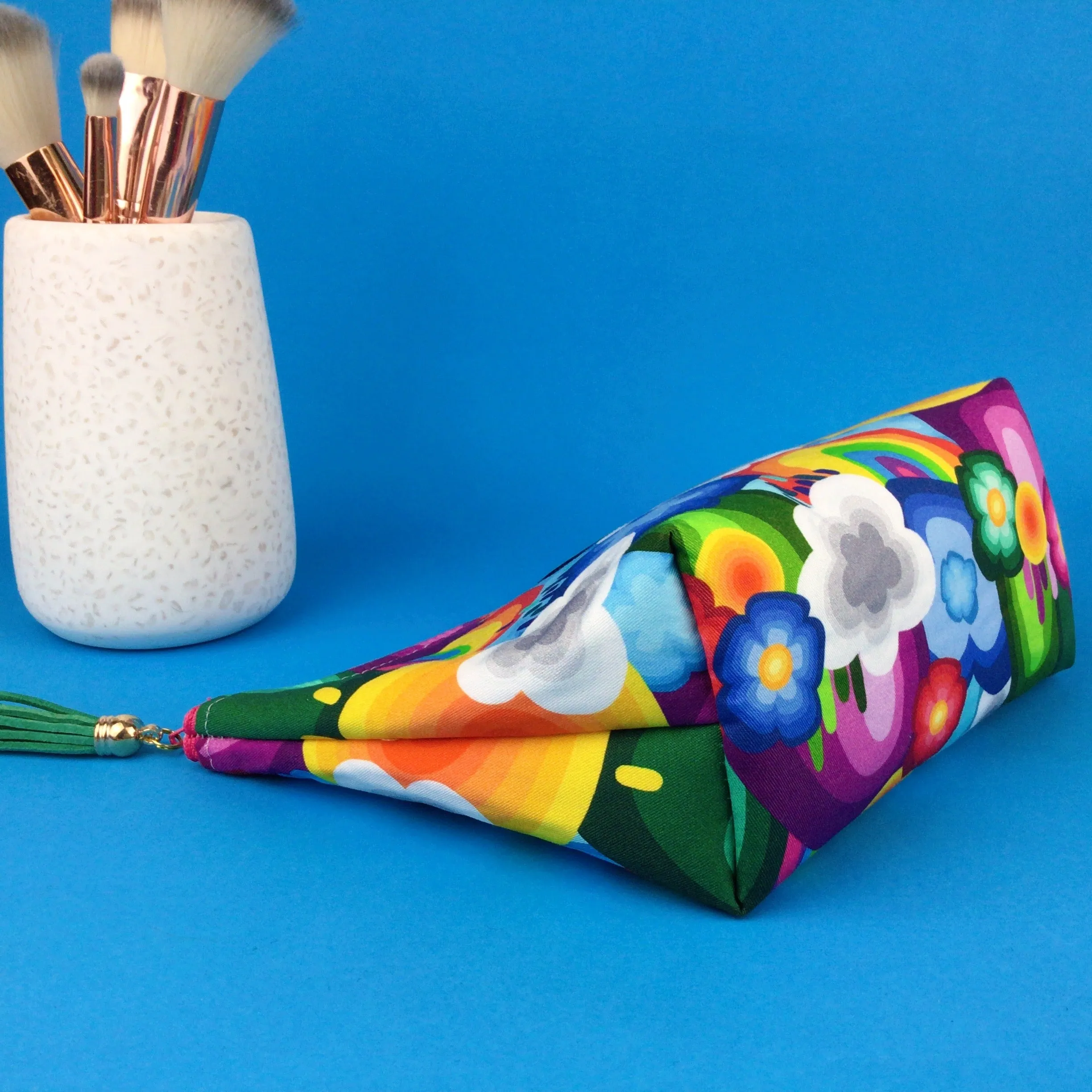 Rainbow Land Medium Cosmetic Bag. Kasey Rainbow Design.