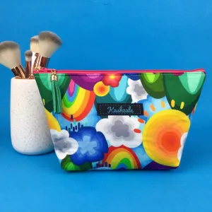 Rainbow Land Medium Cosmetic Bag. Kasey Rainbow Design.