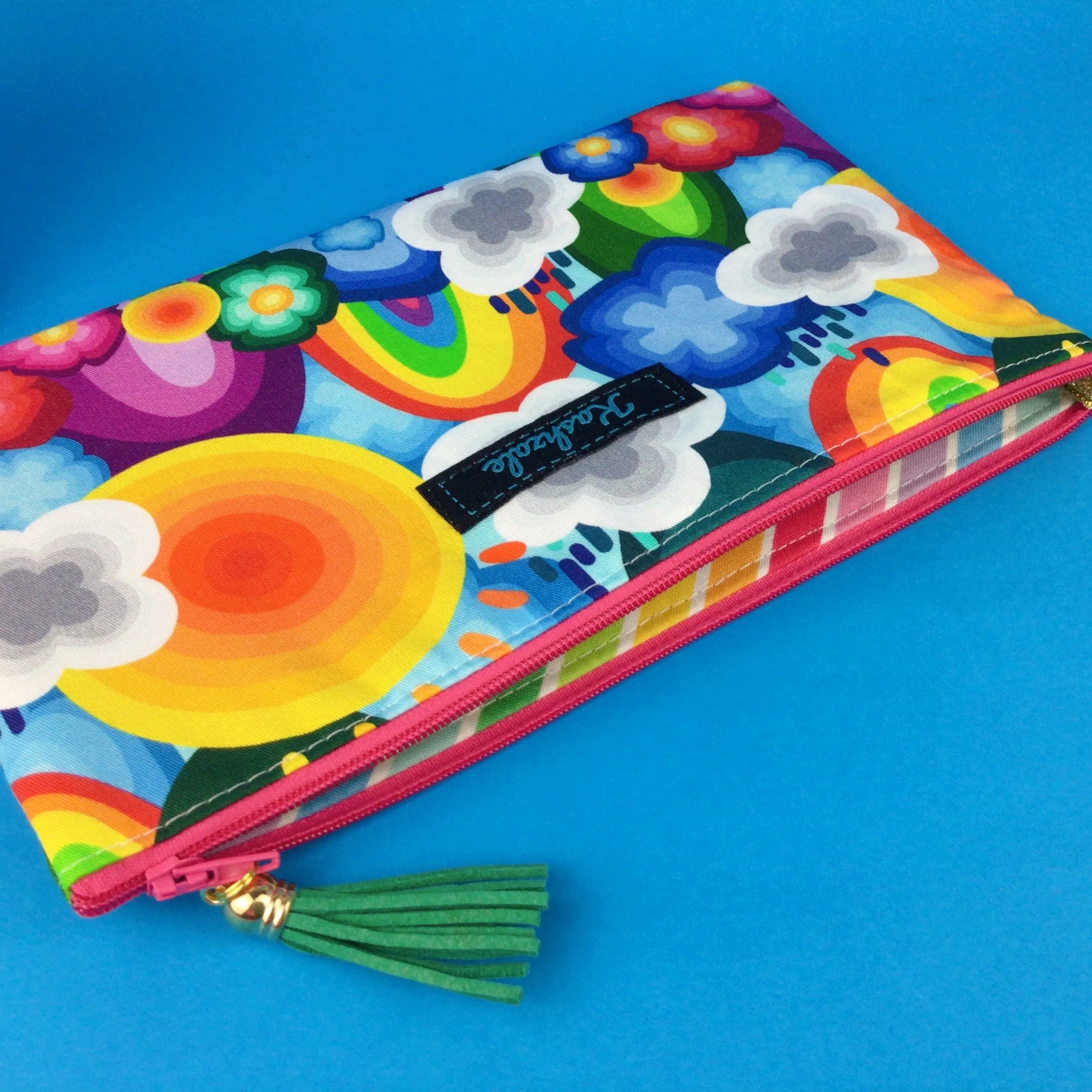 Rainbow Land Zipper Pouch, Travel Pouch.  Kasey Rainbow Design.