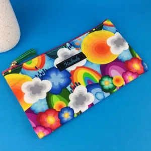 Rainbow Land Zipper Pouch, Travel Pouch.  Kasey Rainbow Design.