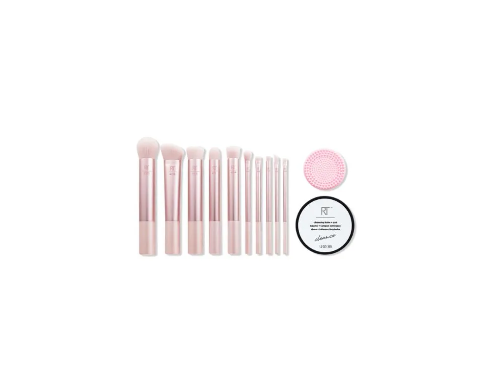 Real Techniques Shine os The Times Brush   Cleanse Set - 12 Pieces   Cosmetic Bags