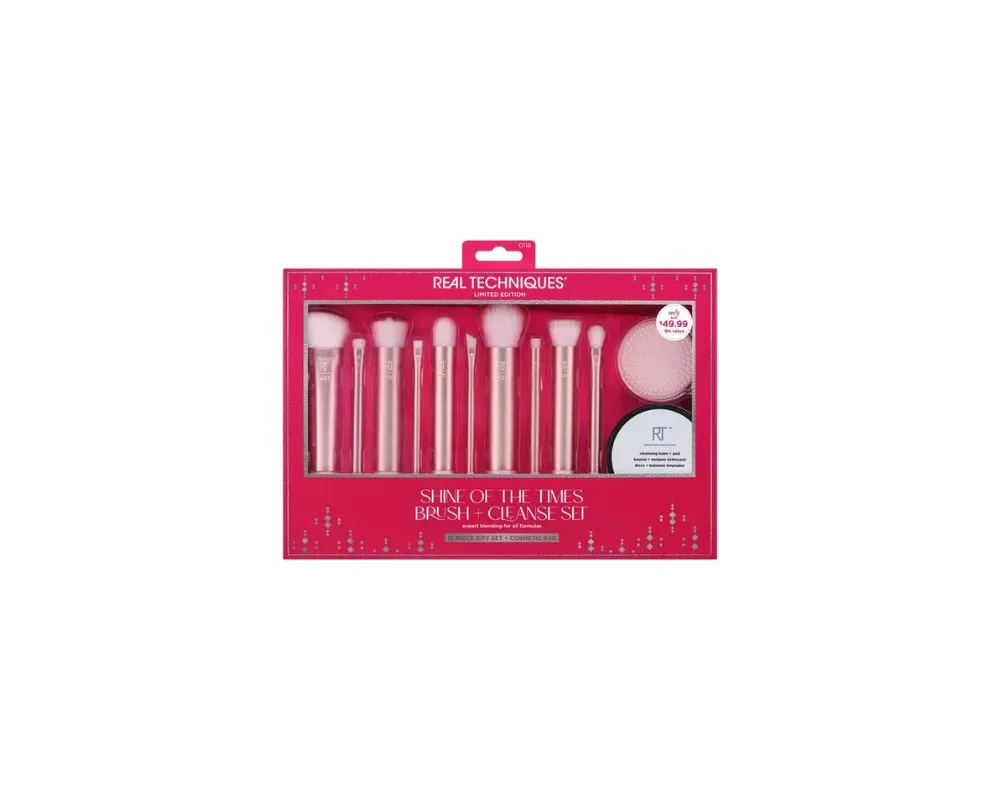 Real Techniques Shine os The Times Brush   Cleanse Set - 12 Pieces   Cosmetic Bags